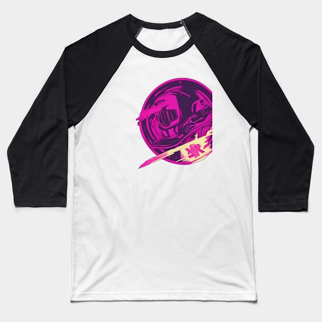 Neon Spartan Warrior Design No. 987 Baseball T-Shirt by cornelliusy